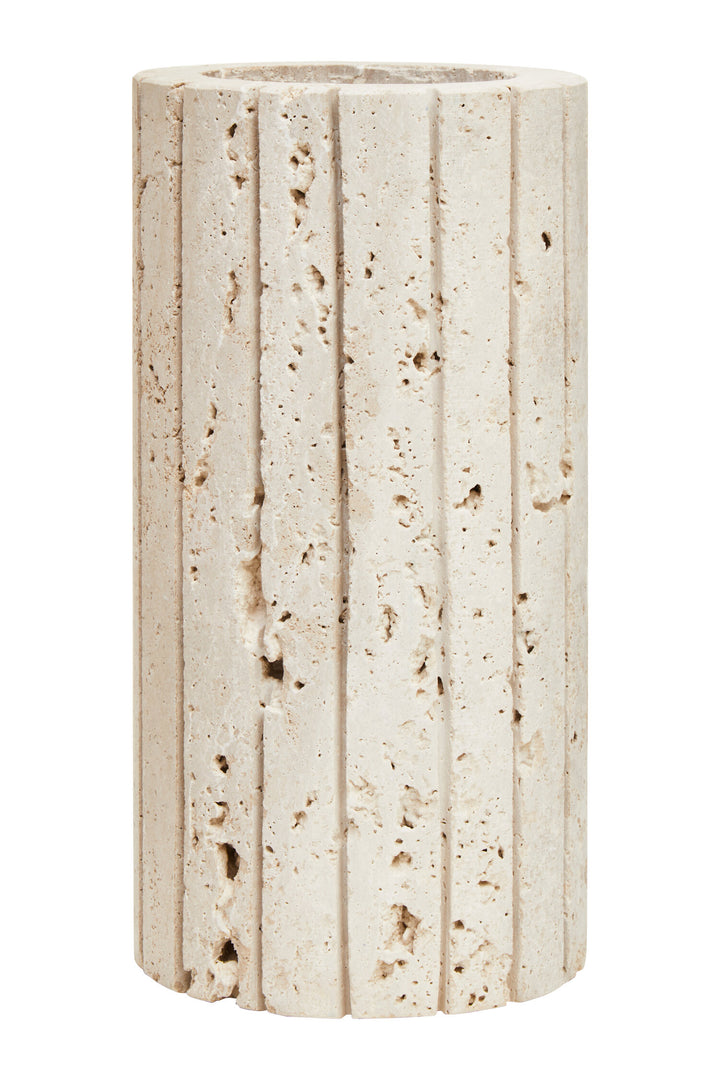 Ribbed Corvessa Travertine Vase