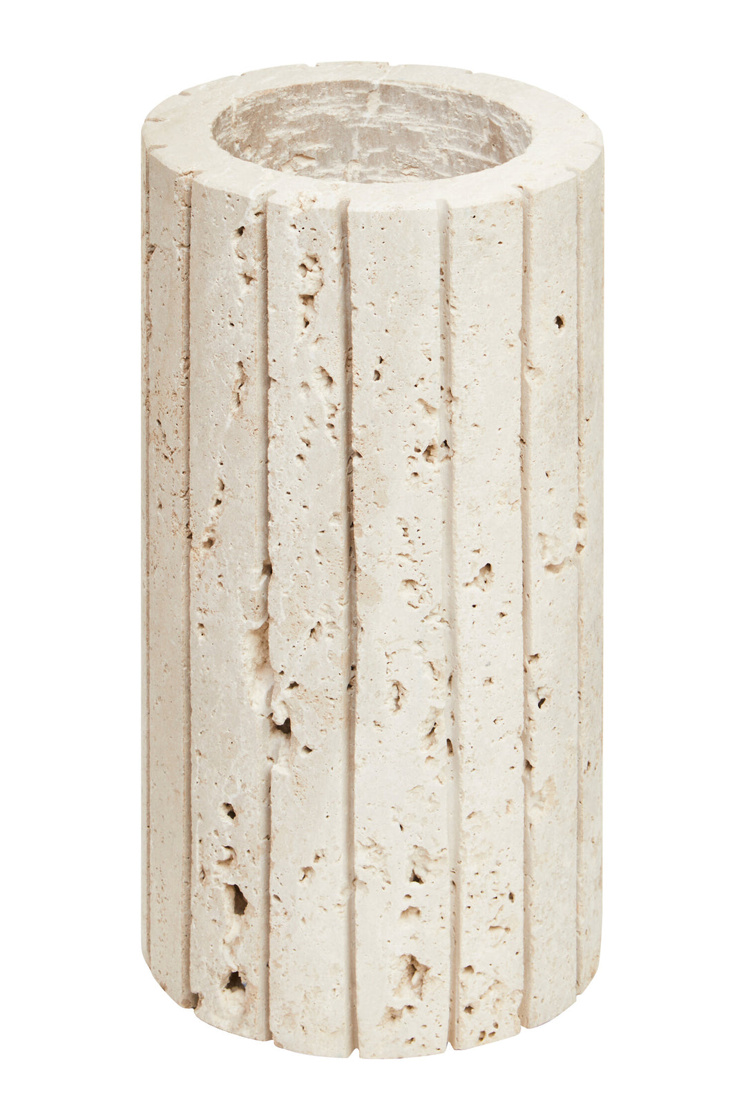 Ribbed Corvessa Travertine Vase