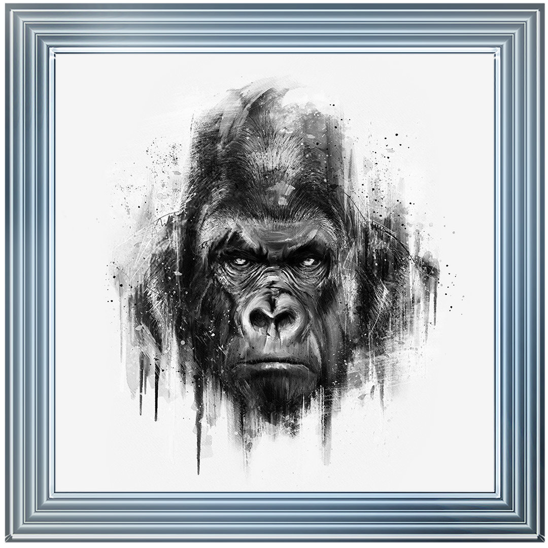White & Black Gorilla Watercolour