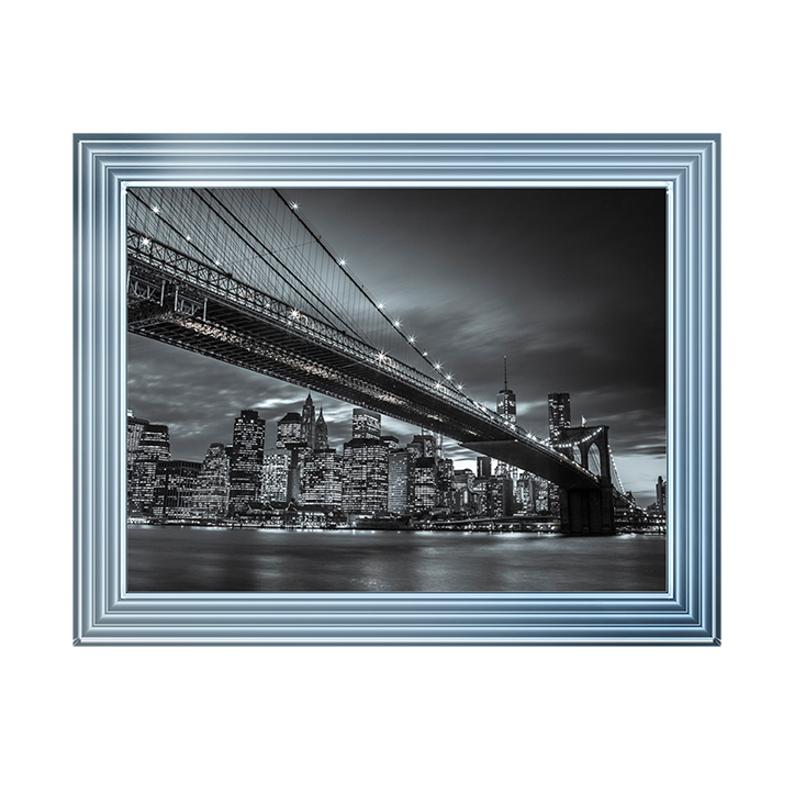 CY064 Brooklyn Bridge and lower Manhattan skyline at dusk