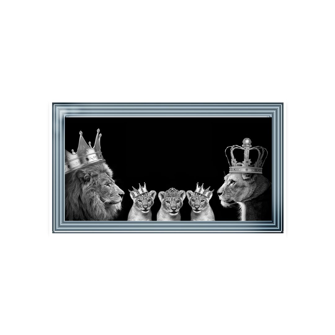 Lion family of 5 (Silver Crowns)