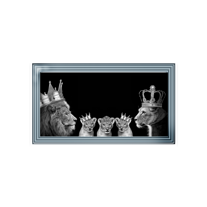 Lion family of 5 (Silver Crowns)