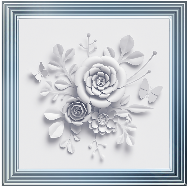 FL009 3D white paper flowers on white background