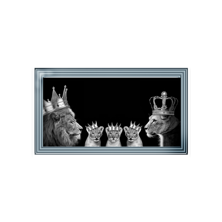 Lion family of 5 (Silver Crowns)