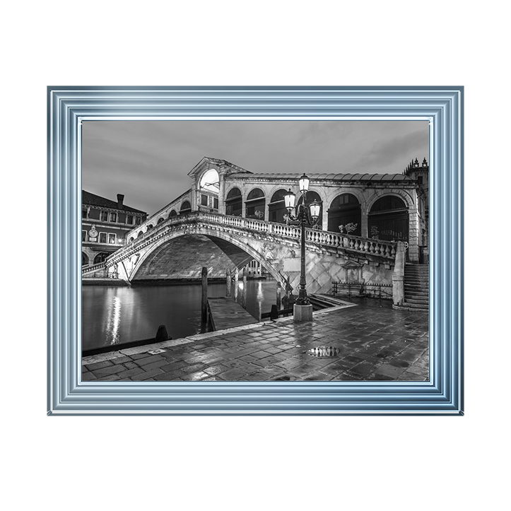 CY078 Rialto Bridge at night, Venice (Black and white)