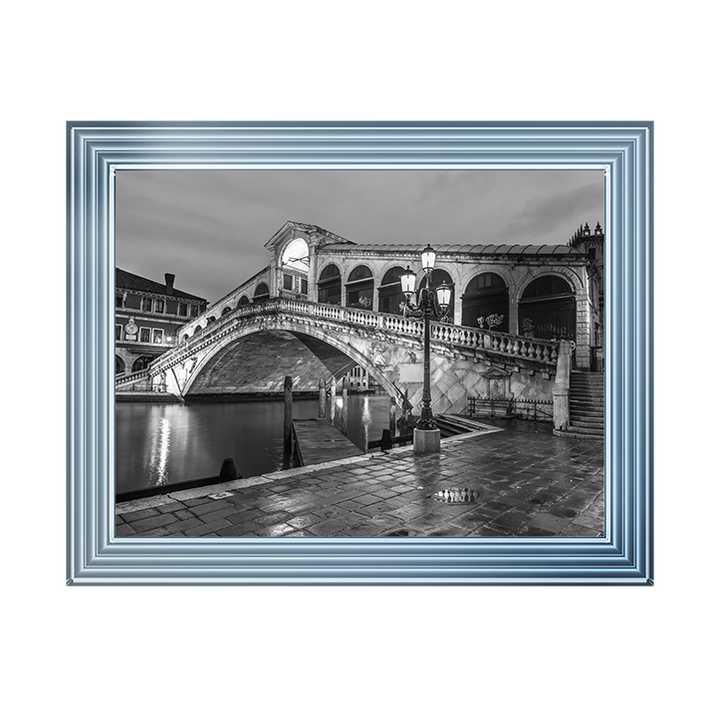 CY078 Rialto Bridge at night, Venice (Black and white)