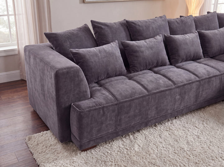 Aluxo Gramercy Group Sofa in Steel Velvet