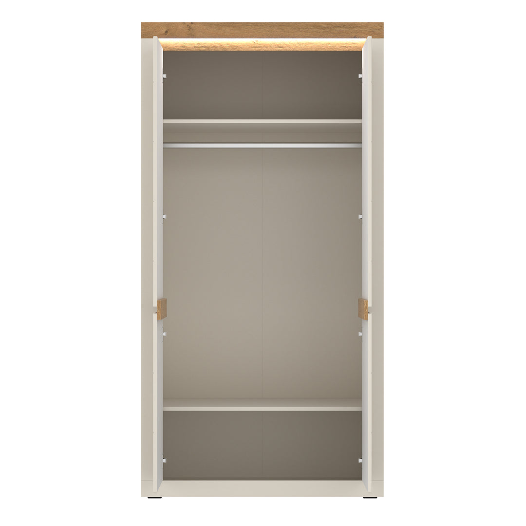 Naxxar Wardrobe with 2 Doors in Cashmere and Stone Oak