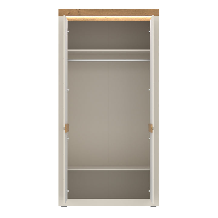 Naxxar Wardrobe with 2 Doors in Cashmere and Stone Oak