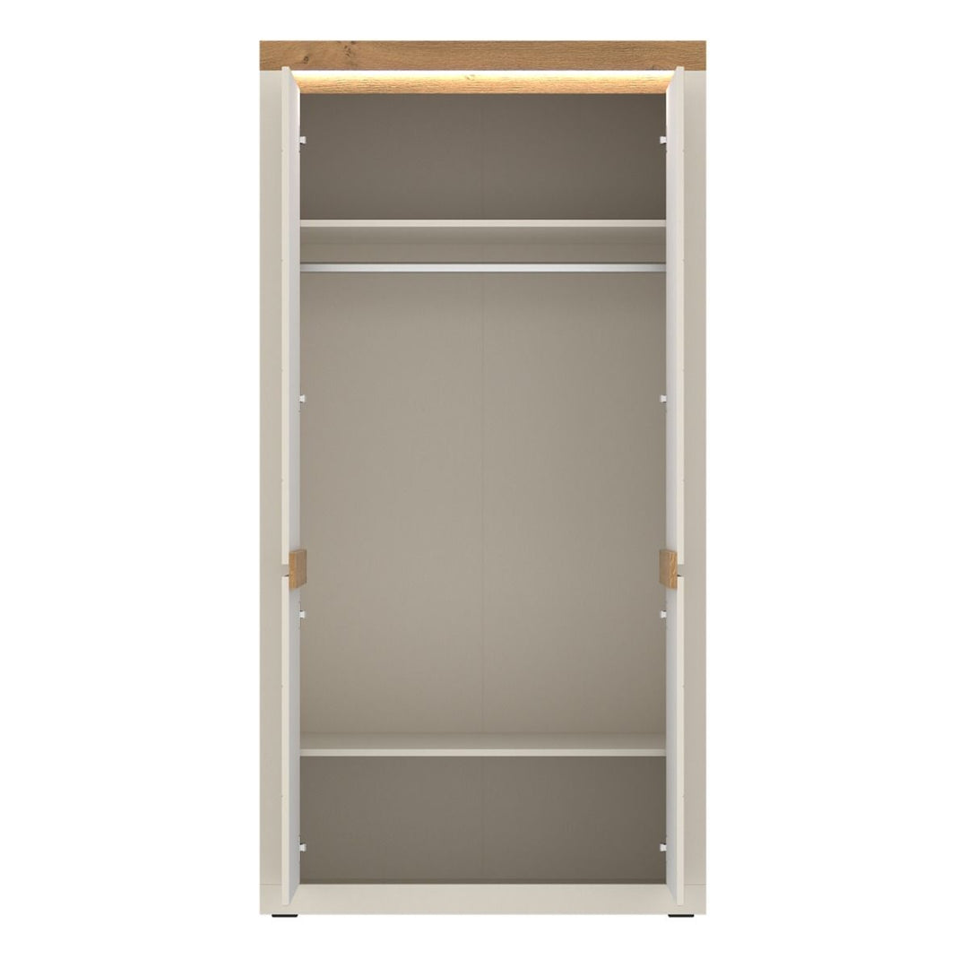 Naxxar Wardrobe with 2 Doors in Cashmere and Stone Oak