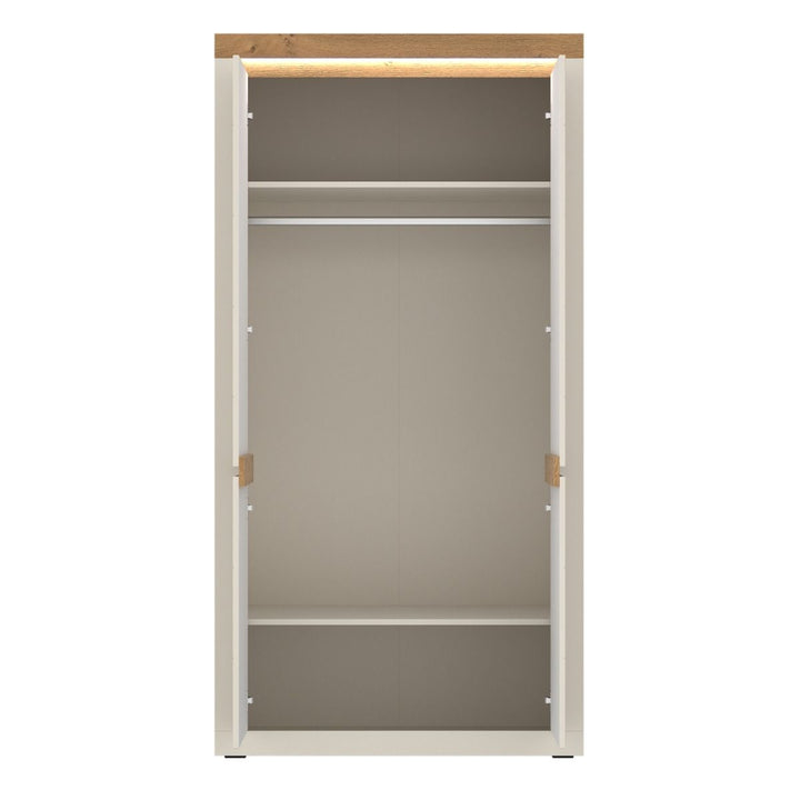 Naxxar Wardrobe with 2 Doors in Cashmere and Stone Oak