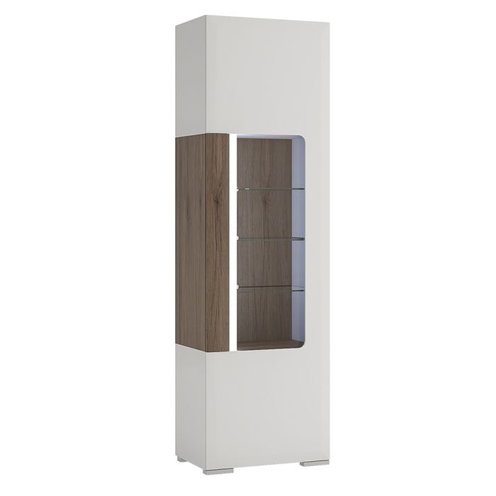 Toronto Tall Narrow Glazed Display Cabinet with Internal Shelves (inc. Plexi Lighting)