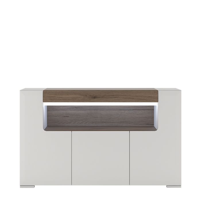 Toronto 3 Door Sideboard with Open Shelving and Plexi Lighting