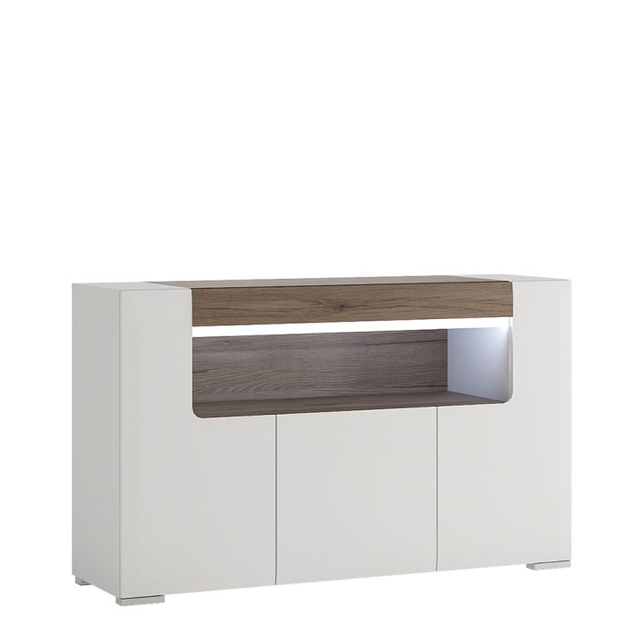 Toronto 3 Door Sideboard with Open Shelving and Plexi Lighting