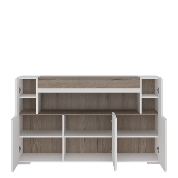 Toronto 3 Door Sideboard with Open Shelving and Plexi Lighting