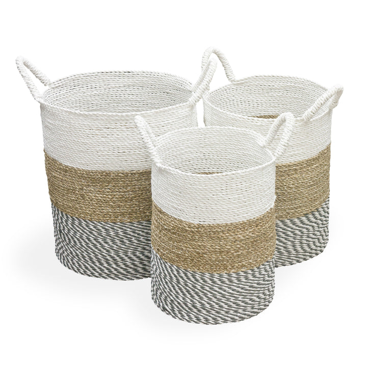 Set of 3 Delmere White Top Baskets