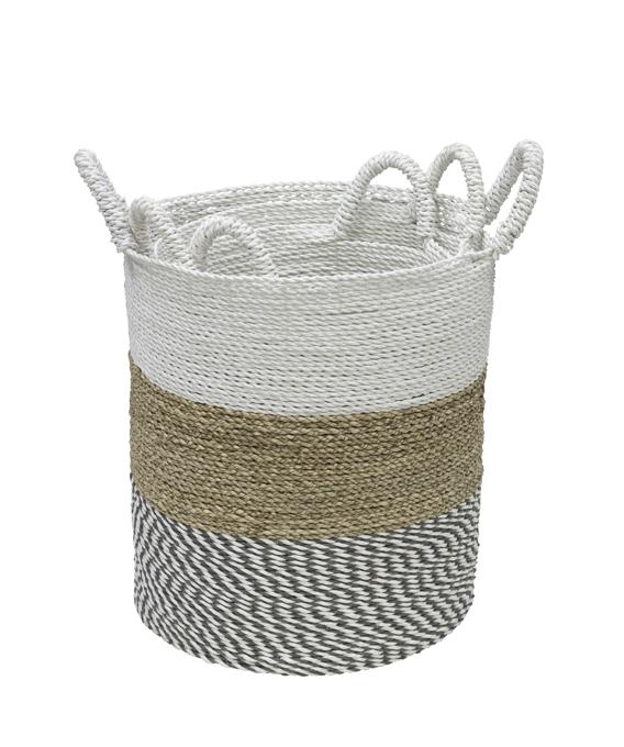 Set of 3 Delmere White Top Baskets