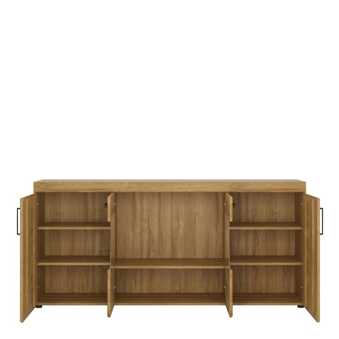 Cortina 4 Door Wide Glazed Sideboard in Grandson Oak