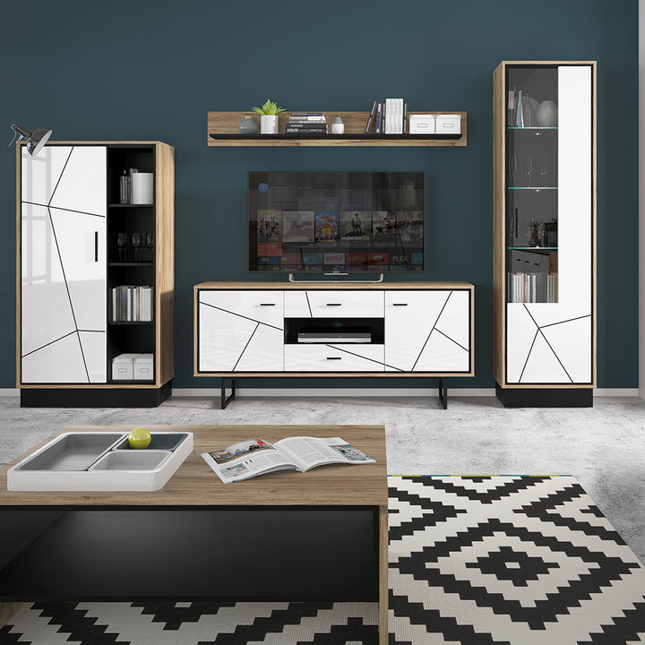 Brolo 167cm Wall Shelf in Walnut and Dark Panel Finish