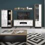 Brolo 167cm Wall Shelf in Walnut and Dark Panel Finish