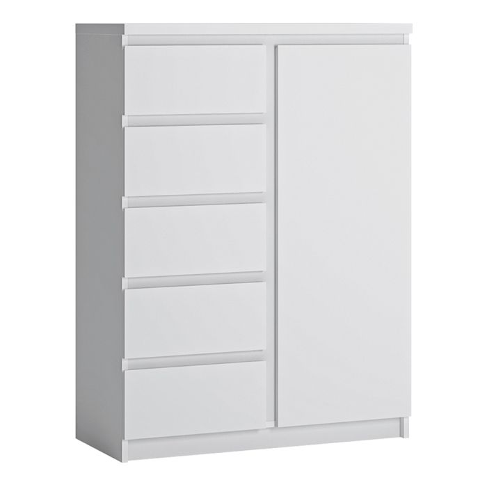 Fribo Cabinet with 1 Door and 5 Drawers in White Finish