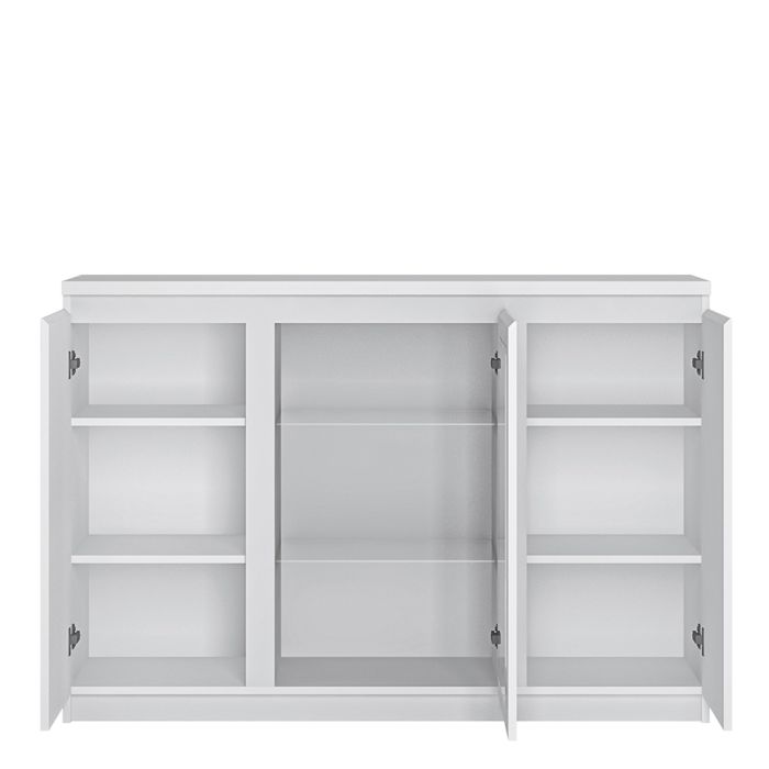 Fribo 3 Door Sideboard with Glazed Centre in White