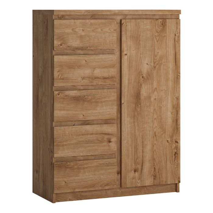 Fribo Cabinet with 1 Door and 5 Drawers in Oak Finish