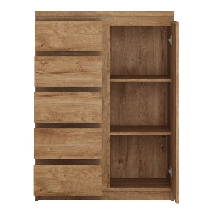 Fribo Cabinet with 1 Door and 5 Drawers in Oak Finish