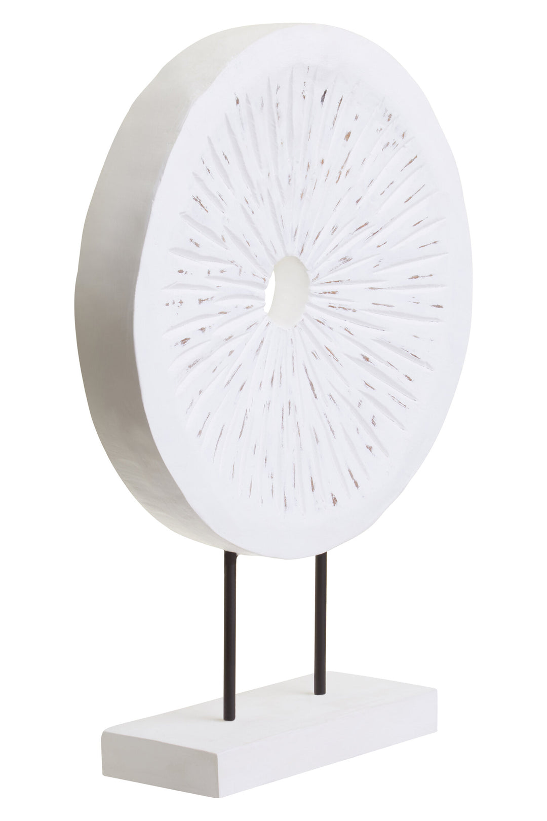 Harbour Distressed Sculpture White Round Carved Large Wood