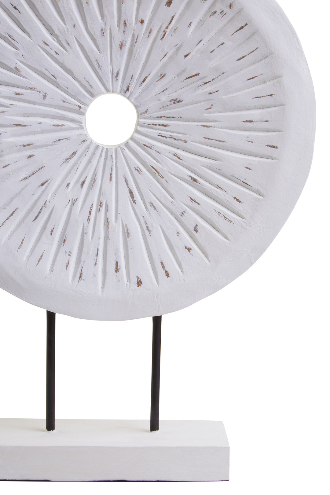Harbour Distressed Sculpture White Round Carved Large Wood