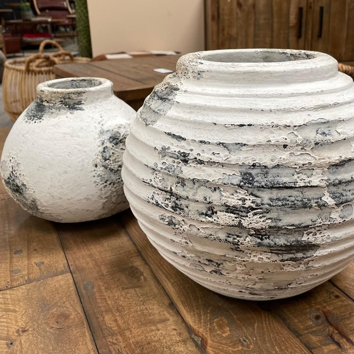 Ribbed Vase - Selvara White (Pack of 2)