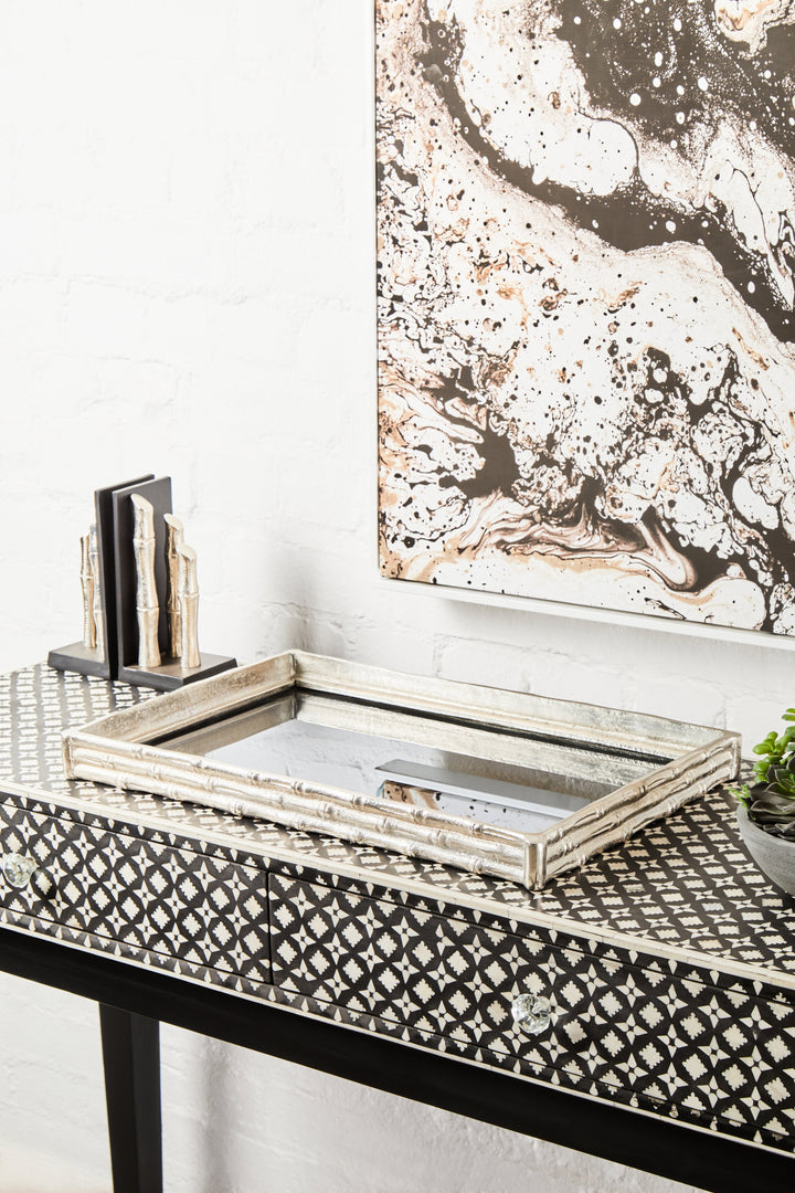 Hiba Silver Bamboo Effect Bookends – Set of 2