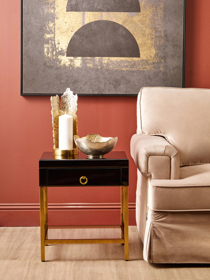 Kensington Townhouse Side Table in Black and Gold Finish