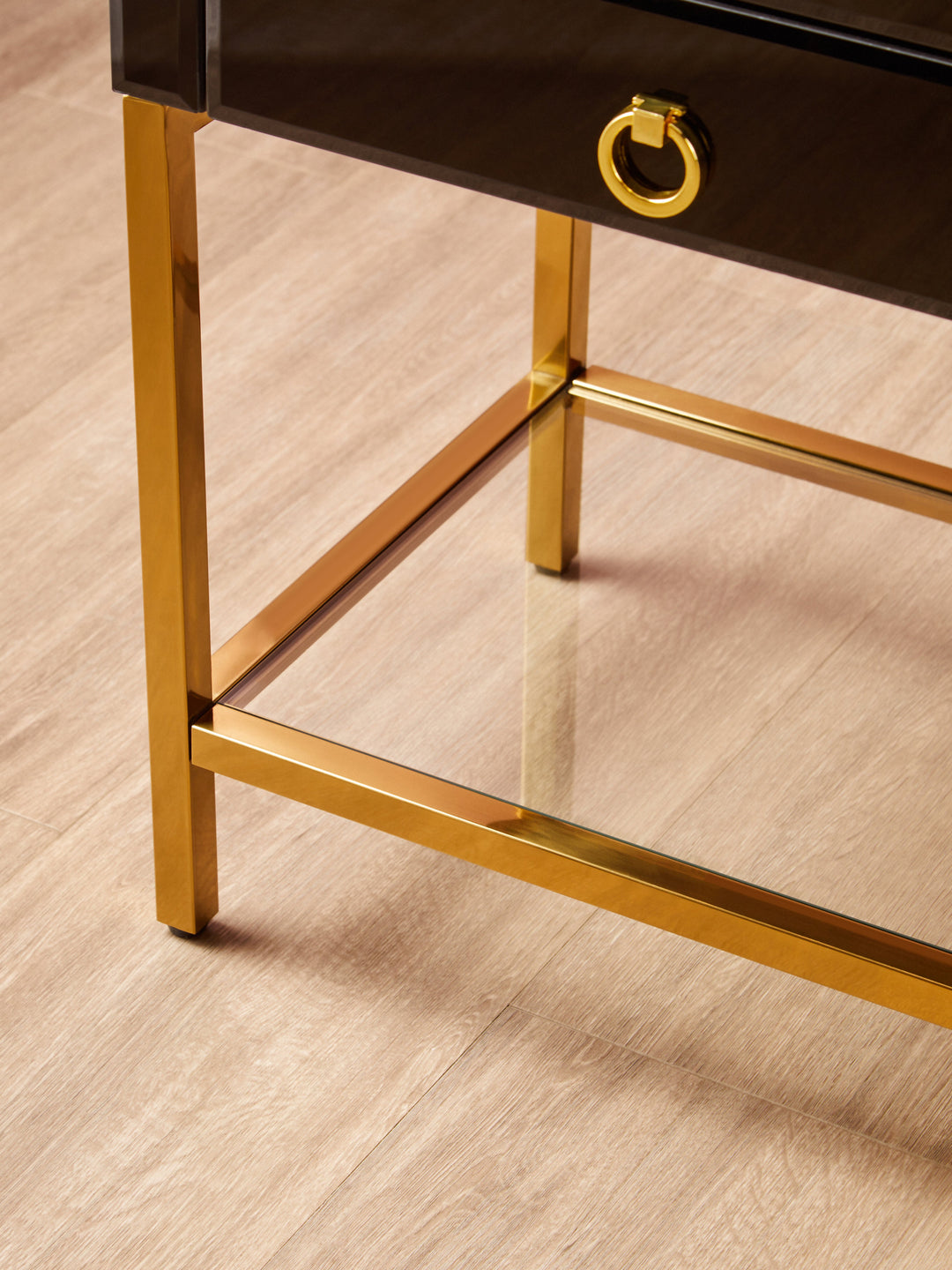 Kensington Townhouse Side Table in Black and Gold Finish