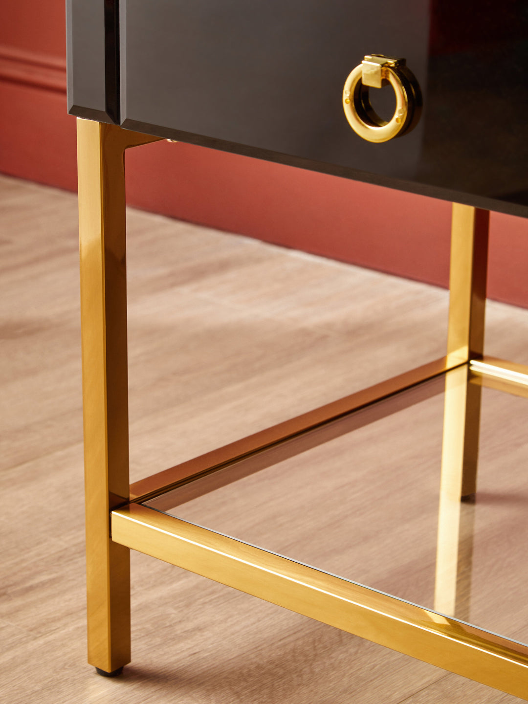 Kensington Townhouse Side Table in Black Finish with 2 Drawers