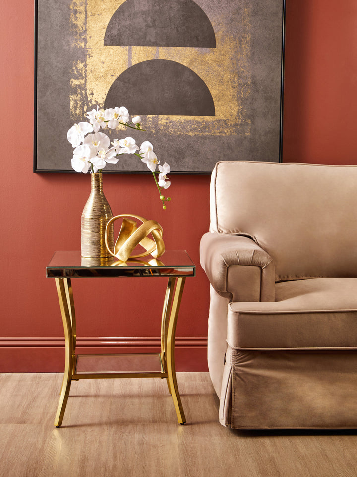 Kensington Townhouse Mirror Side Table with Gold Legs