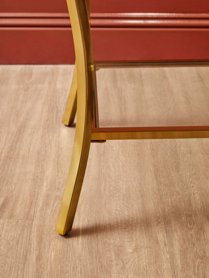 Kensington Townhouse Mirror Side Table with Gold Legs