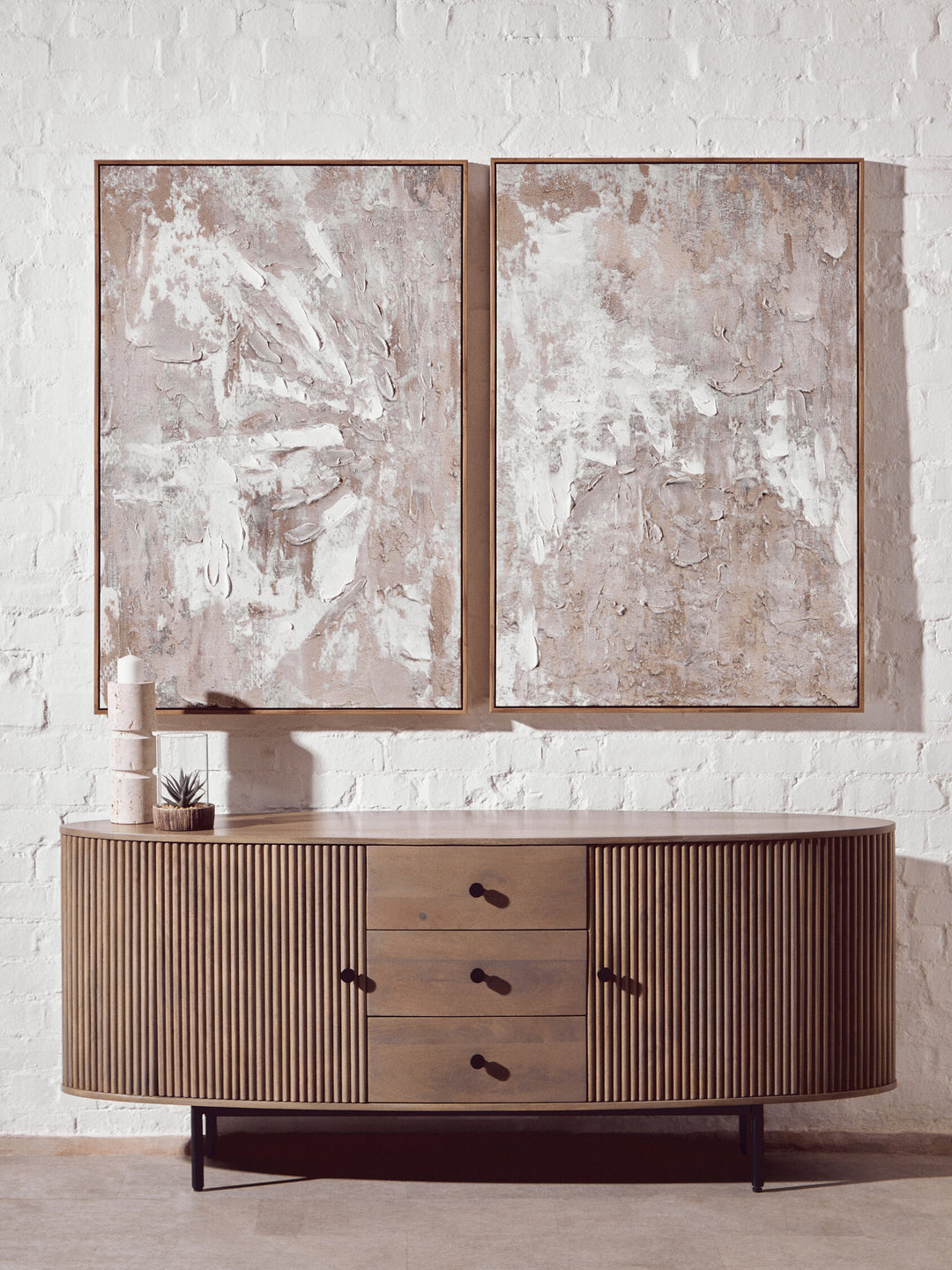 Wall 2 Neutral of Tones Textured Set Sundown Art