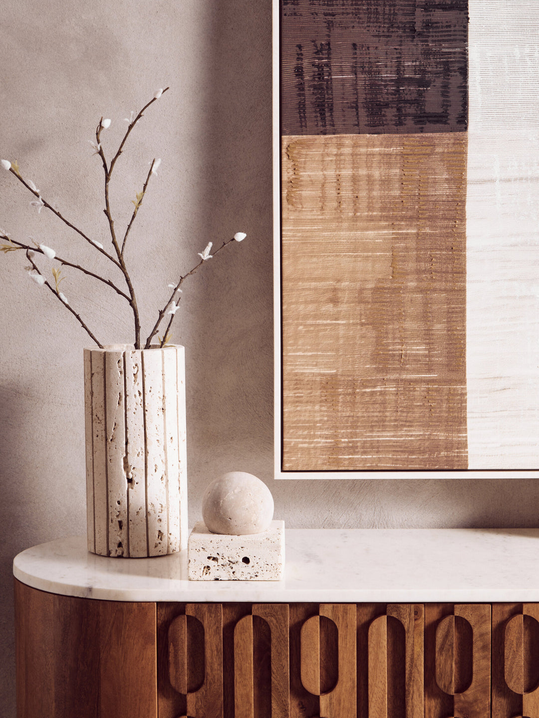 Wall Art Abstract Canvas Sundown Textured Neutral