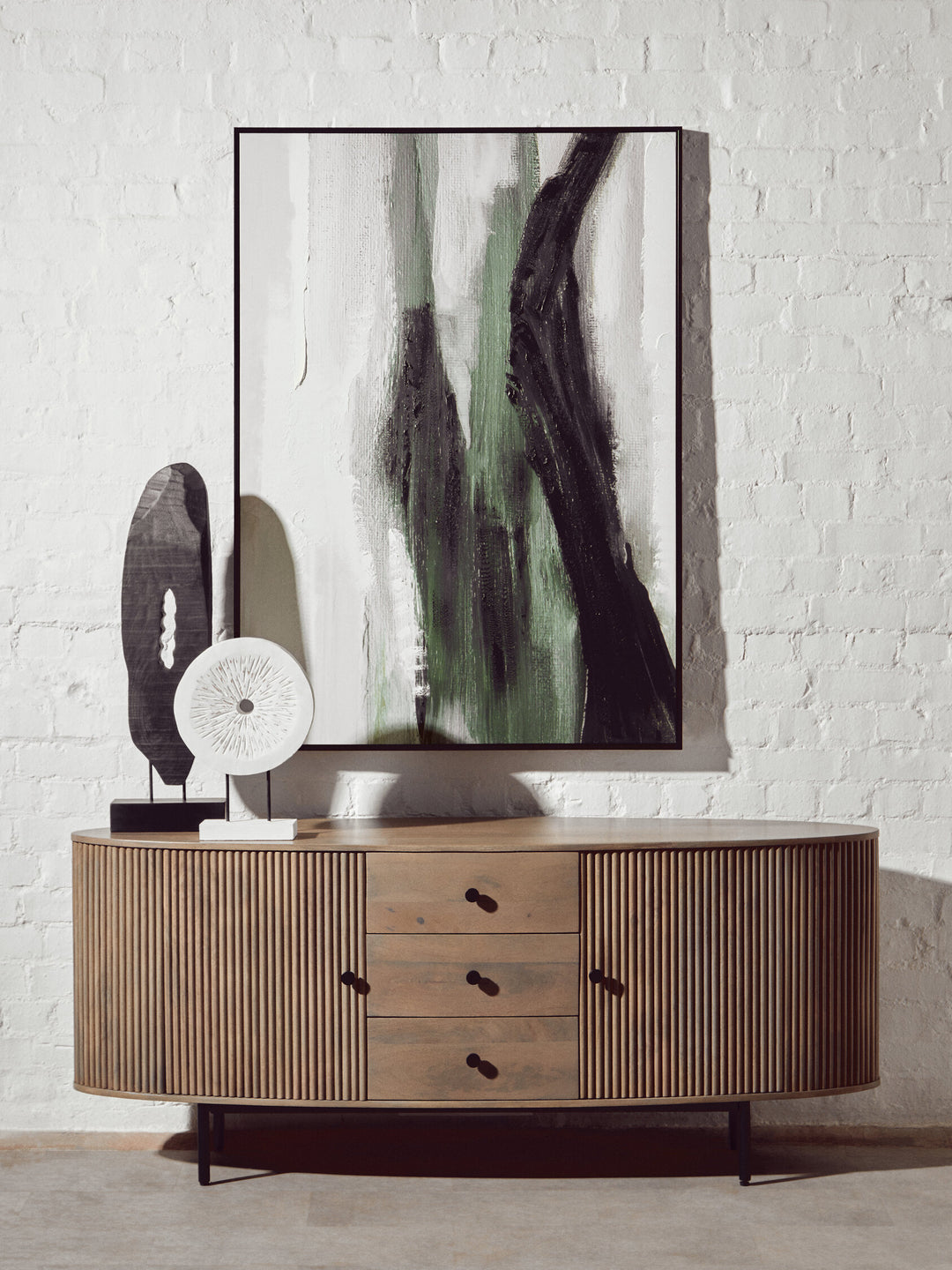 Multi Abstract Art Coloured Textured Sundown Wall Green