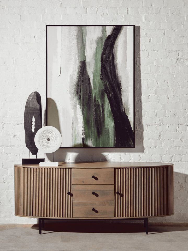 Multi Abstract Art Coloured Textured Sundown Wall Green