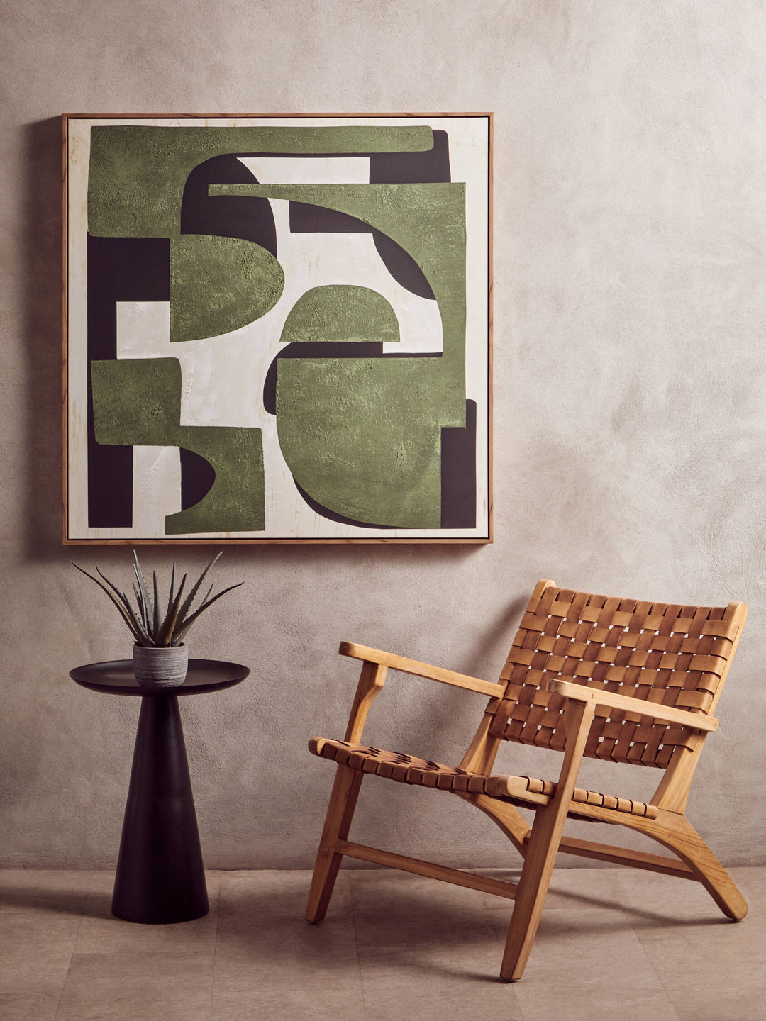 Abstract Green Textured Art Sundown Wall