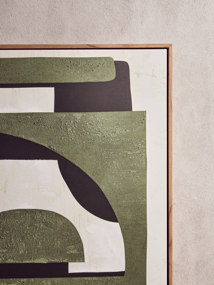 Abstract Green Textured Art Sundown Wall
