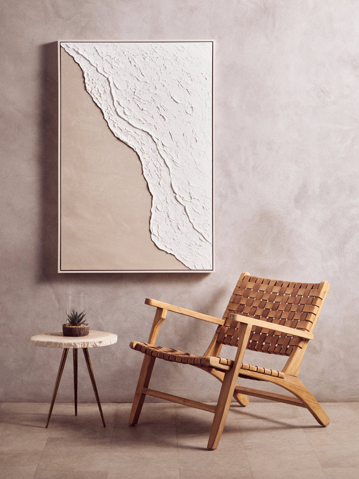 Textured Wall White Natural Art Canvas and Plaster Sundown