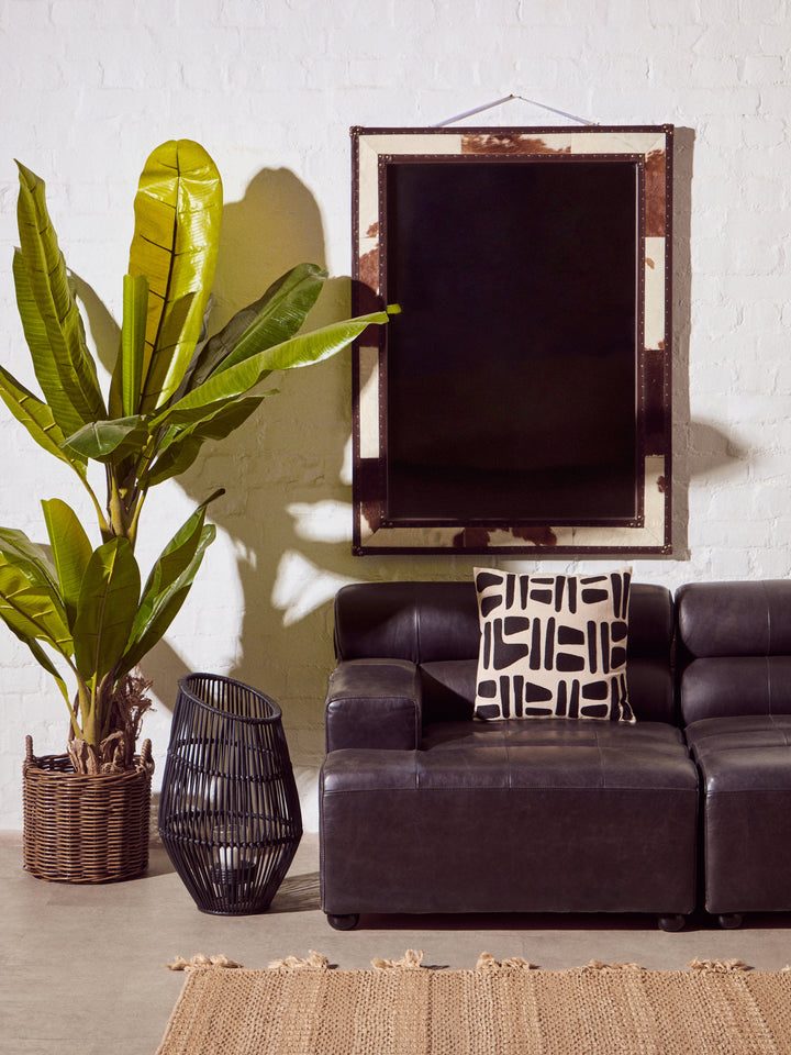 Kensington Townhouse Wall Mirror with Brown and White Genuine Cowhide Frame