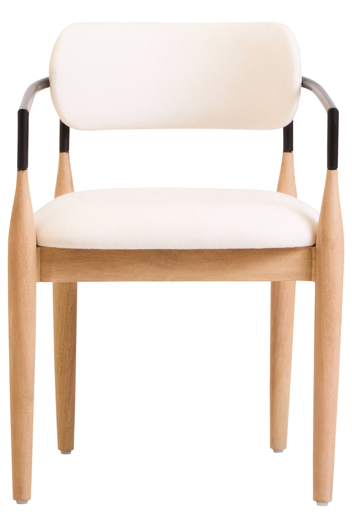 Persolo Textured Fabric Dining Chair with Black Iron & Wood Frame