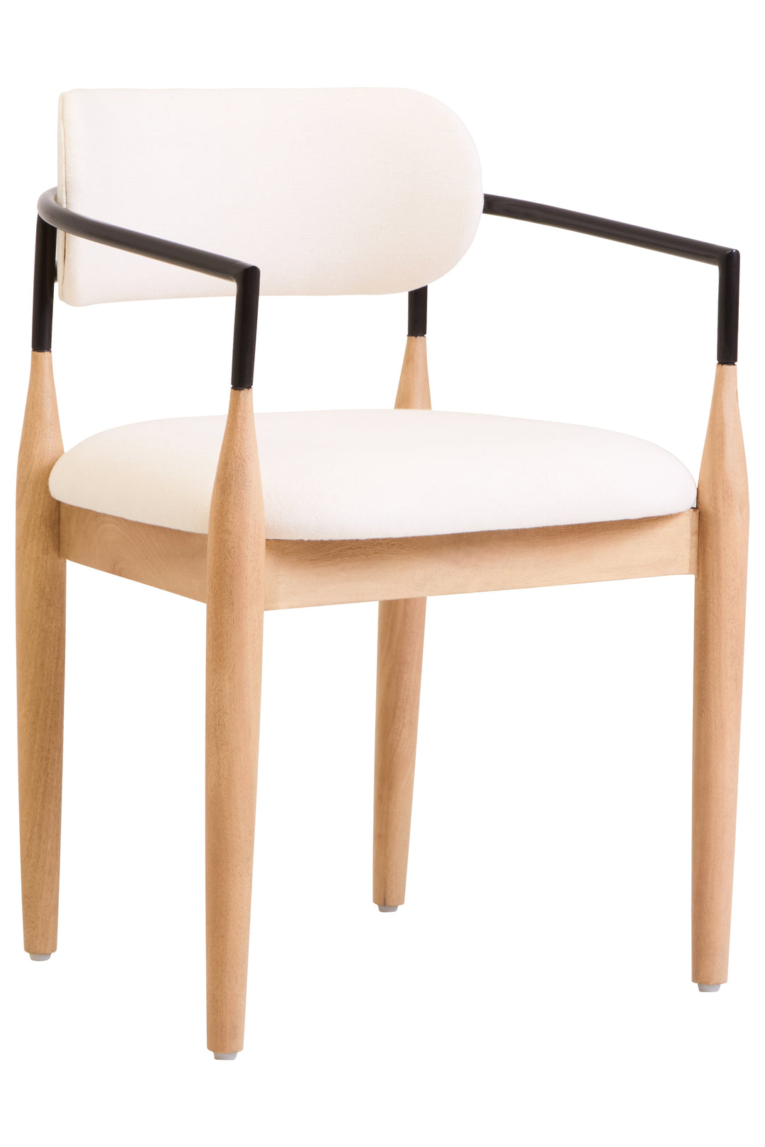 Persolo Textured Fabric Dining Chair with Black Iron & Wood Frame