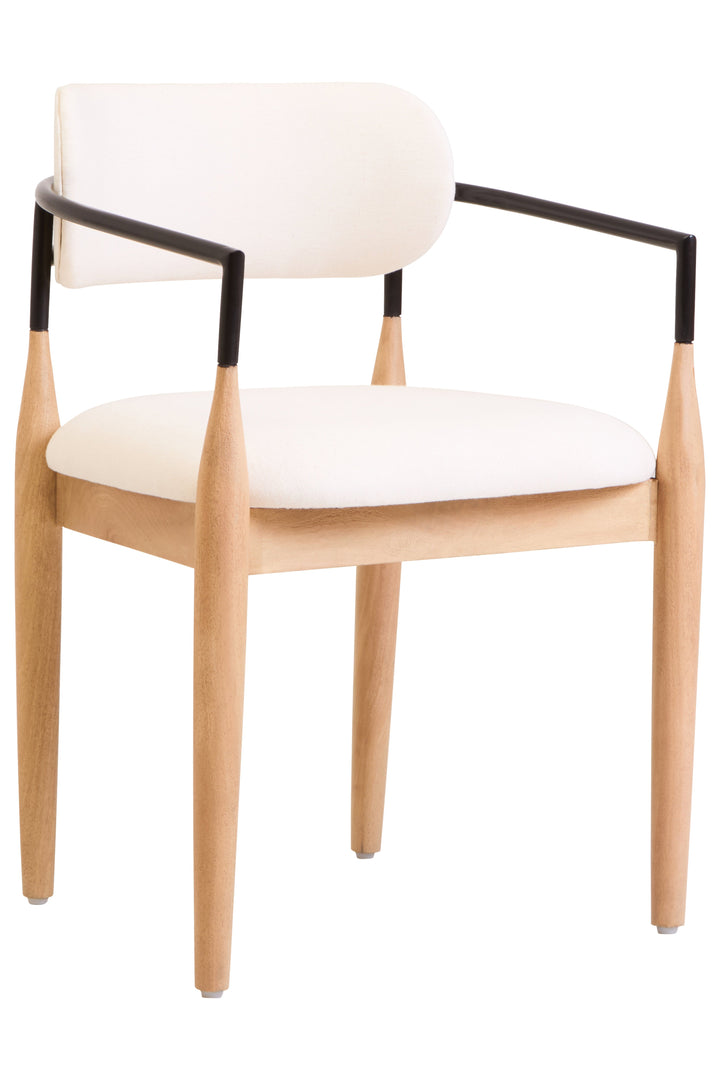 Persolo Textured Fabric Dining Chair with Black Iron & Wood Frame