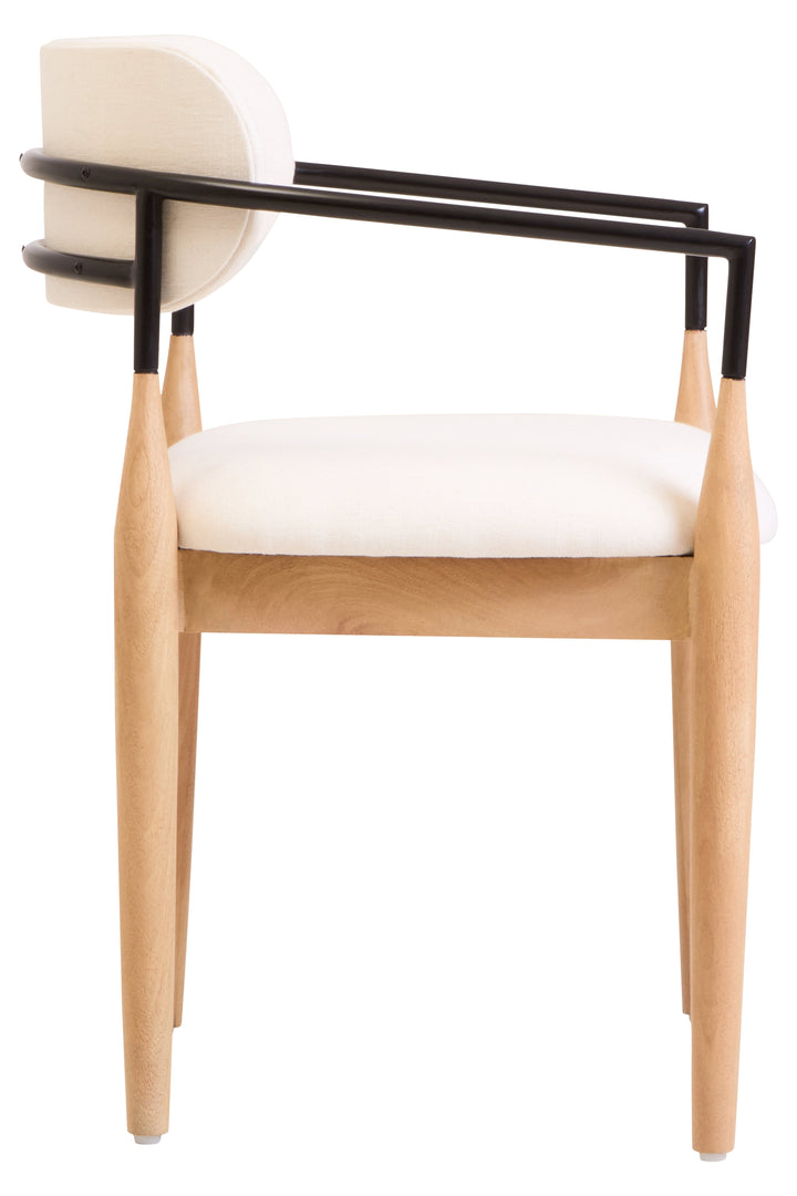 Persolo Textured Fabric Dining Chair with Black Iron & Wood Frame