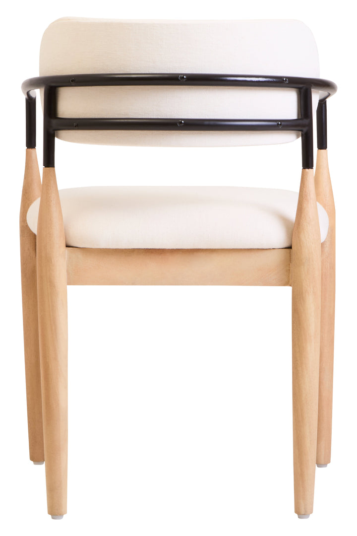 Persolo Textured Fabric Dining Chair with Black Iron & Wood Frame